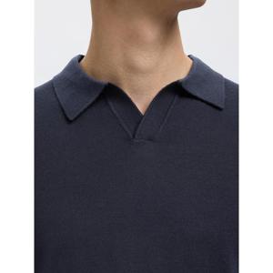 Selected Homme Navy Merino Wool Polo Shirt